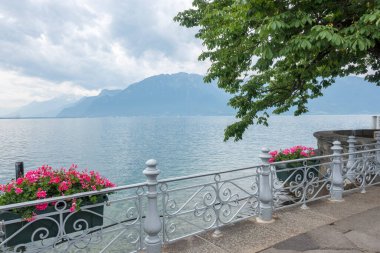Vevey kasabasından Cenevre Gölü 'ne, Vaud Kantonu, İsviçre