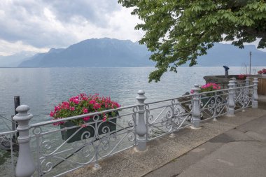 Vevey kasabasından Cenevre Gölü 'ne, Vaud Kantonu, İsviçre