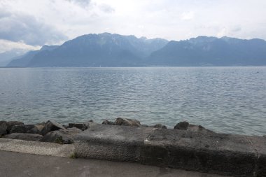 Vevey kasabasından Cenevre Gölü 'ne, Vaud Kantonu, İsviçre