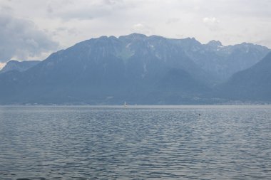 Vevey kasabasından Cenevre Gölü 'ne, Vaud Kantonu, İsviçre