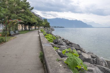 Vevey kasabasından Cenevre Gölü 'ne, Vaud Kantonu, İsviçre