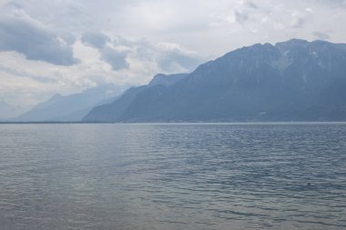 Vevey kasabasından Cenevre Gölü 'ne, Vaud Kantonu, İsviçre