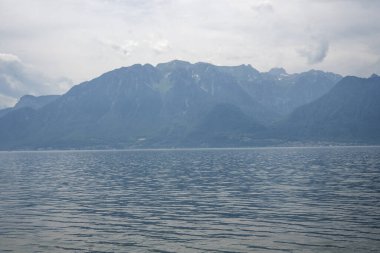Vevey kasabasından Cenevre Gölü 'ne, Vaud Kantonu, İsviçre