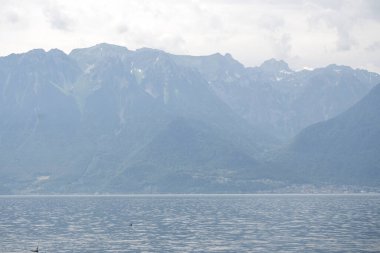 Vevey kasabasından Cenevre Gölü 'ne, Vaud Kantonu, İsviçre