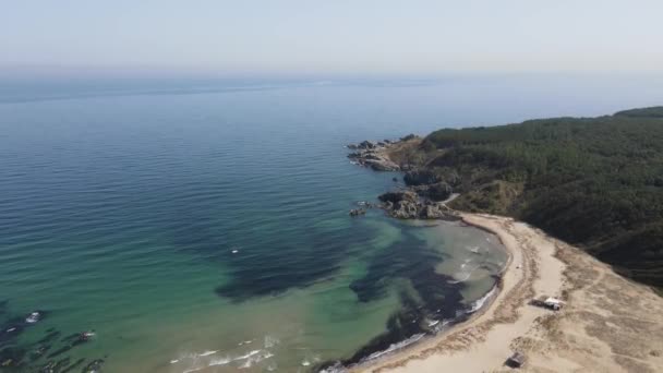 Vista Aerea Della Spiaggia Silistar Vicino Villaggio Rezovo Regione Burgas — Video Stock