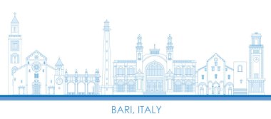 İtalya 'nın Bari şehrinin Skyline ana hatları - vektör illüstrasyonu