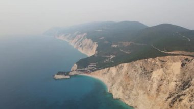 Lefkada, İyon Adaları, Yunanistan 'ın kıyı şeridinin inanılmaz panoramik manzarası