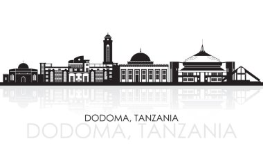 Tanzanya, Dodoma şehrinin siluet Skyline panoraması - vektör illüstrasyonu