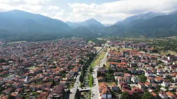 Letecký Pohled Známé Lyžařské Středisko Bansko Blagoevgrad Region Bulharsko — Stock video