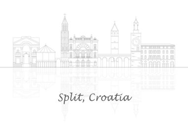 Hırvatistan 'ın Split kentinin Skyline görünümü - vektör illüstrasyonu