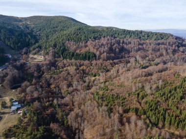 Osogovo Dağı 'nın hava manzarası, Kyustendil bölgesi, Bulgaristan