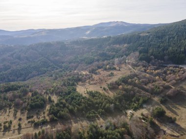 Osogovo Dağı 'nın hava manzarası, Kyustendil bölgesi, Bulgaristan