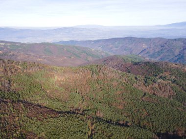 Osogovo Dağı 'nın hava manzarası, Kyustendil bölgesi, Bulgaristan