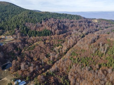 Osogovo Dağı 'nın hava manzarası, Kyustendil bölgesi, Bulgaristan