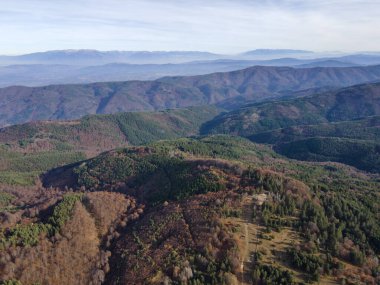 Osogovo Dağı 'nın hava manzarası, Kyustendil bölgesi, Bulgaristan
