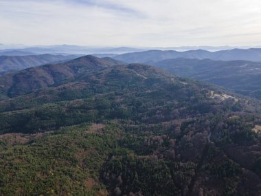 Osogovo Dağı 'nın hava manzarası, Kyustendil bölgesi, Bulgaristan