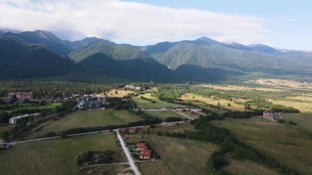 Csodálatos Légi Kilátás Pirin Mountain Közelében Város Bansko Bulgária — Stock videók