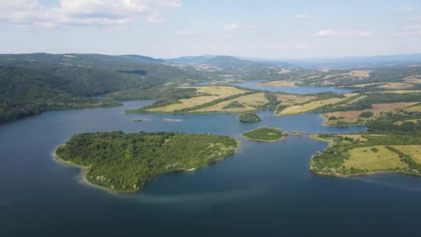 Αεροφωτογραφία Της Δεξαμενής Yovkovtsi Περιοχή Veliko Tarnovo Βουλγαρία — Αρχείο Βίντεο