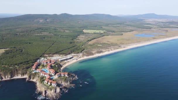 ブルガリア ブルガリア ディウニのリゾート近くのドライバービーチの空中ビュー — ストック動画