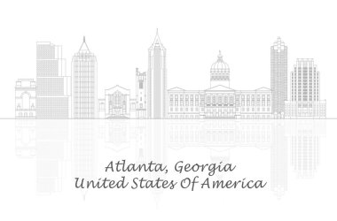 Atlanta, Georgia, ABD 'nin Skyline ana hatları - vektör illüstrasyonu