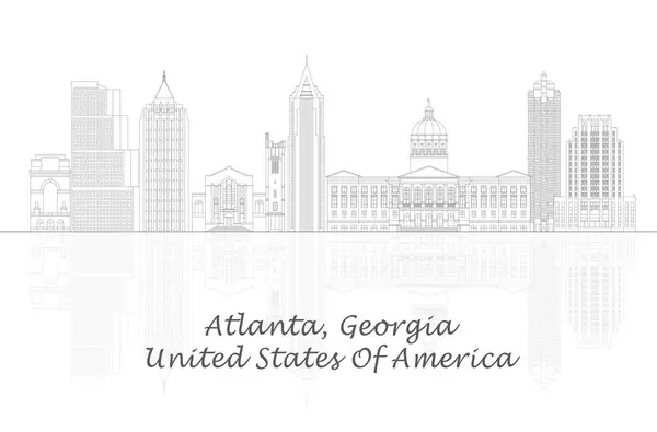Outline Skyline Panorama Atlanta Georgia United States Vector Illustration — Stock Vector