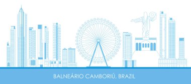 Brezilya 'nın Balnerio Cambori şehrinin Skyline ana hatları - vektör illüstrasyonu