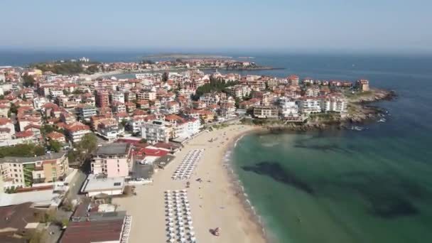 Letecký Pohled Město Sozopol Harmanite Beach Burgas Region Bulharsko — Stock video