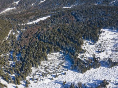 Vitosha Dağı 'nın hava kışı manzarası, Sofya Şehri, Bulgaristan