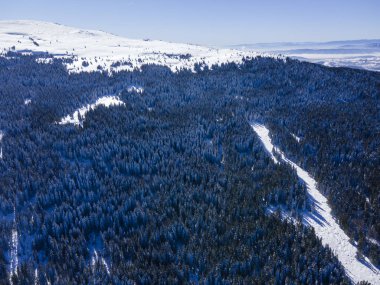 Vitosha Dağı 'nın hava kışı manzarası, Sofya Şehri, Bulgaristan
