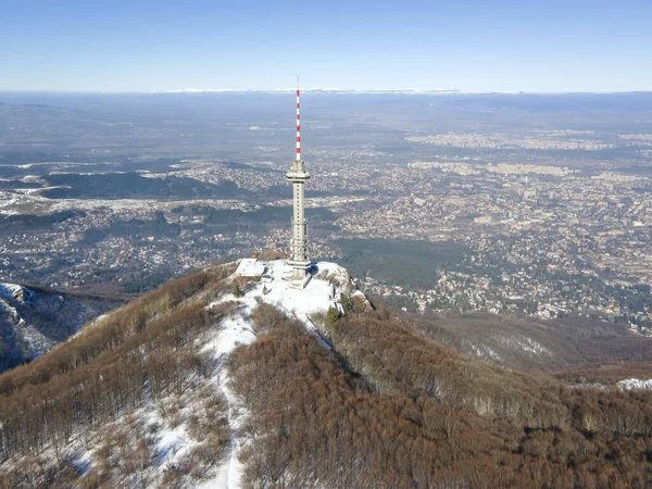 Vitosha Dağı 'nın hava kışı manzarası, Sofya Şehri, Bulgaristan