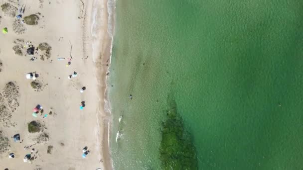Widok Powietrza Wybrzeże Morza Czarnego Pobliżu Plaży Koralowej Obwód Burgas — Wideo stockowe