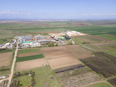 Bulgaristan 'ın Filibe Bölgesi' nin Tsalapitsa köyü yakınlarındaki Yukarı Trakya Ovası 'nın hava manzarası