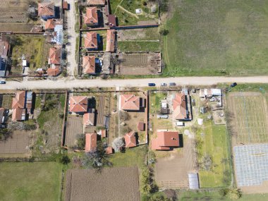 Bulgaristan 'ın Filibe Bölgesi' nin Tsalapitsa köyü yakınlarındaki Yukarı Trakya Ovası 'nın hava manzarası