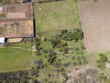 Bulgaristan 'ın Filibe Bölgesi' nin Tsalapitsa köyü yakınlarındaki Yukarı Trakya Ovası 'nın hava manzarası