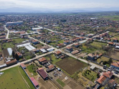 Bulgaristan 'ın Filibe Bölgesi' nin Tsalapitsa köyü yakınlarındaki Yukarı Trakya Ovası 'nın hava manzarası