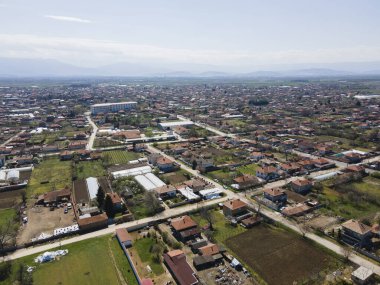 Bulgaristan 'ın Filibe Bölgesi' nin Tsalapitsa köyü yakınlarındaki Yukarı Trakya Ovası 'nın hava manzarası
