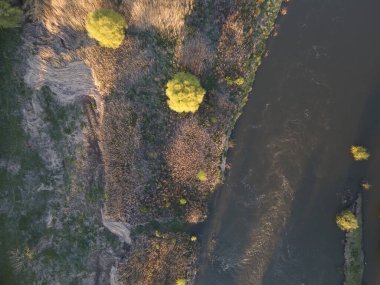 Bulgaristan 'ın Filibe kenti Maritsa nehri ve panoramasının şaşırtıcı hava manzarası