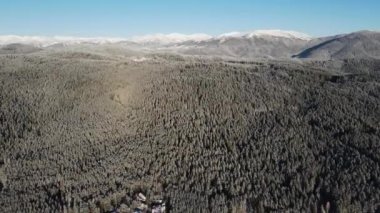 Bulgaristan 'ın Rila ve Rhodopes dağı arasındaki Yundola bölgesinin şaşırtıcı kışı manzarası
