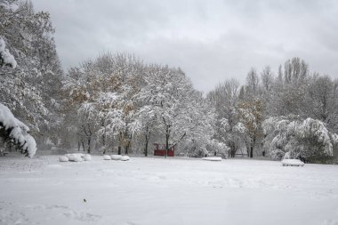 Bulgaristan 'ın Sofya kentindeki South Park' ın şaşırtıcı kış manzarası