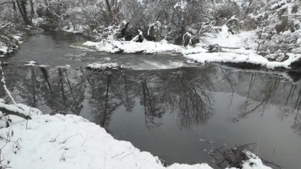 Vinterutsikt Över Floden Iskar Nära Pancharevo Sjö Sofia Stadsregion Bulgarien — Stockvideo