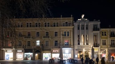 PLOVDIV, BULGARIA - 18 ARALIK 2023: Bulgaristan 'ın Filibe kentinin şaşırtıcı Sunset Manzarası