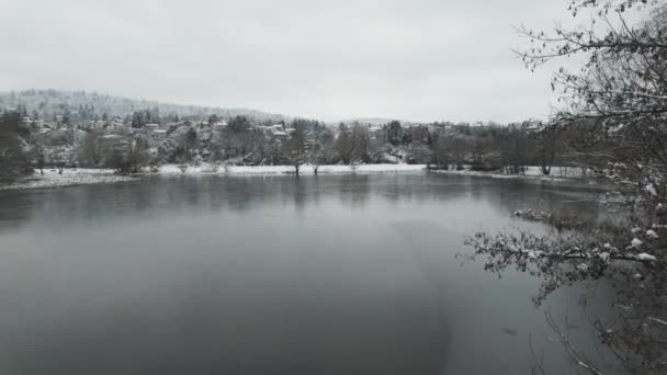 Vista Inverno Lago Pancharevo Região Cidade Sófia Bulgária — Vídeo de Stock
