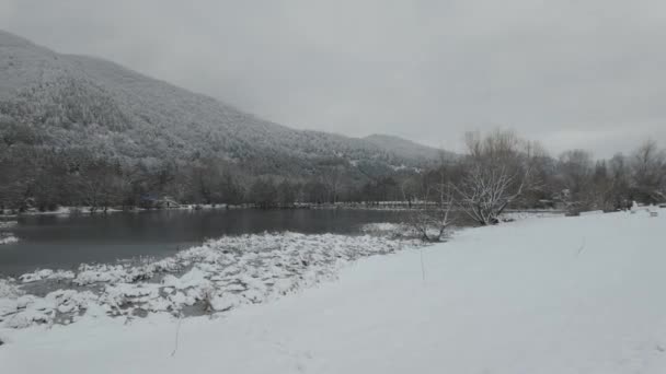 Winterblick Auf Den Pancharevo See Stadtgebiet Sofia Bulgarien — Stockvideo