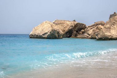 Yunanistan, İyon Adaları, Lefkada 'daki Kathisma Sahili' nin inanılmaz manzarası