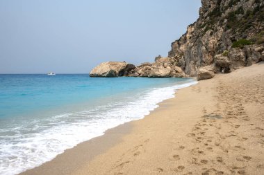 Yunanistan, İyon Adaları, Lefkada 'daki Kathisma Sahili' nin inanılmaz manzarası