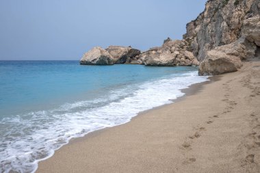 Yunanistan, İyon Adaları, Lefkada 'daki Kathisma Sahili' nin inanılmaz manzarası