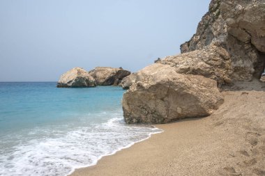 Yunanistan, İyon Adaları, Lefkada 'daki Kathisma Sahili' nin inanılmaz manzarası