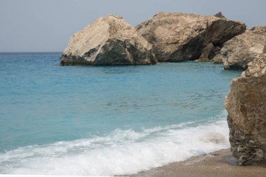 Yunanistan, İyon Adaları, Lefkada 'daki Kathisma Sahili' nin inanılmaz manzarası