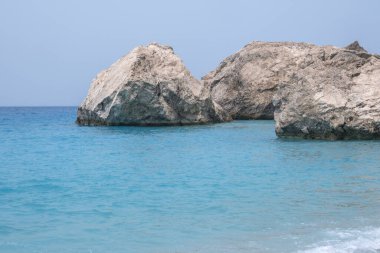 Yunanistan, İyon Adaları, Lefkada 'daki Kathisma Sahili' nin inanılmaz manzarası