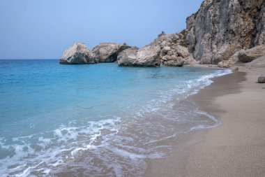 Yunanistan, İyon Adaları, Lefkada 'daki Kathisma Sahili' nin inanılmaz manzarası